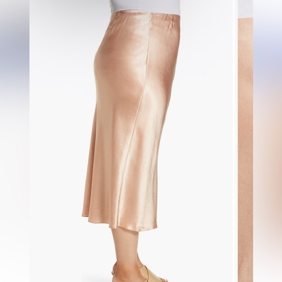 NWT Vince Plus Size Elegant Side Slit Satin Midi Skirt Yarrow Champagne Sz XXXL - Picture 4 of 7